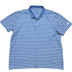 Nike Golf Dri-Fit Victory Striped Polo Shirt Blue White Stretch Men's Size XL